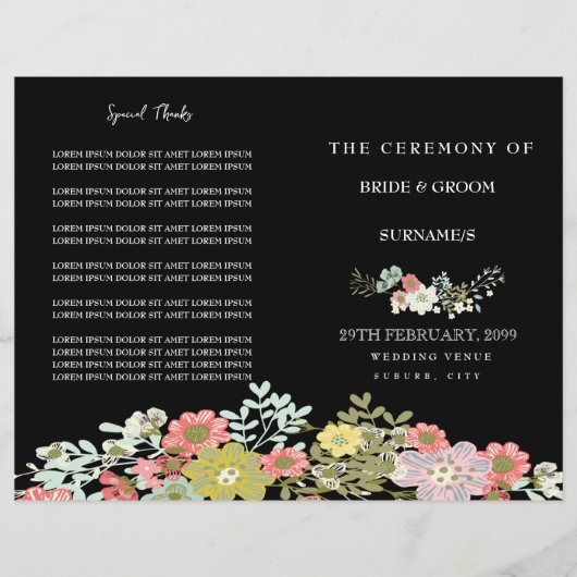Programme de mariage du Jardin Floral de Soirée Él (Devant)
