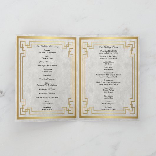Programme de mariage du Marbre blanc de cadre géom (Intérieur)