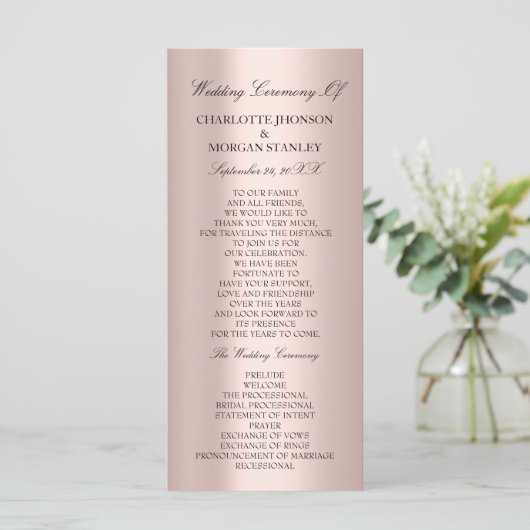 Programme de mariage du minimalisme rose rose du R (Debout devant)