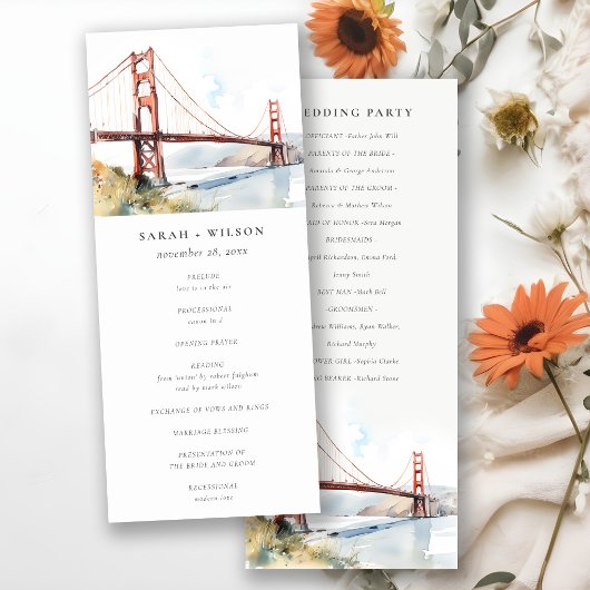 Programme de mariage du pont Golden Gate de San Fr