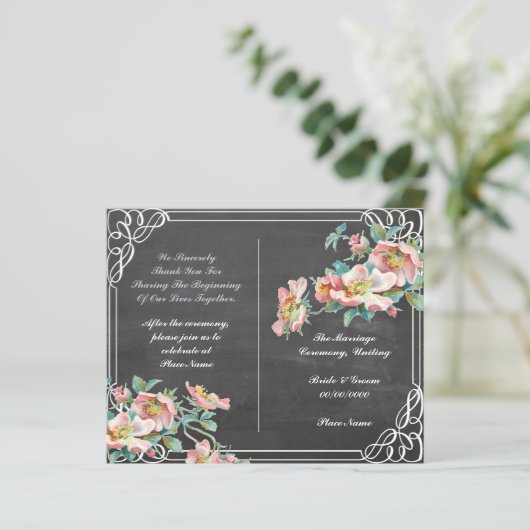 programme de mariage du tableau de bord floral (Debout devant)