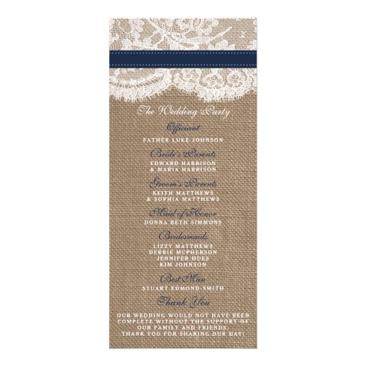 Programme de mariage du tournesol bleu de la marin (Dos)