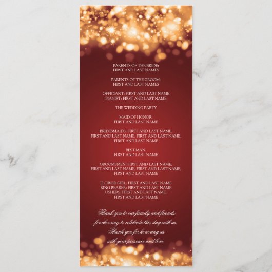 Programme de mariage Éclairage d'or (Dos)