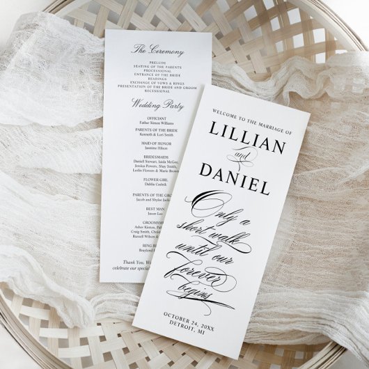 Programme de mariage écriture élégante