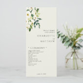 Programme de mariage élégant à fleurs blanches et (Debout devant)