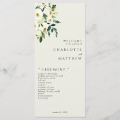 Programme de mariage élégant à fleurs blanches et (Devant)