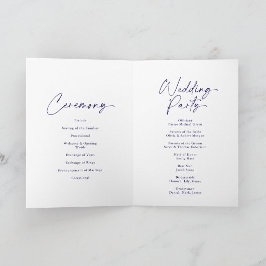 Programme de mariage élégant à fleurs en bleu pous (Intérieur)