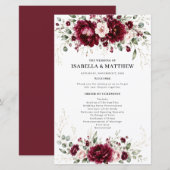 Programme de mariage élégant à la verdure florale (Devant / Derrière)