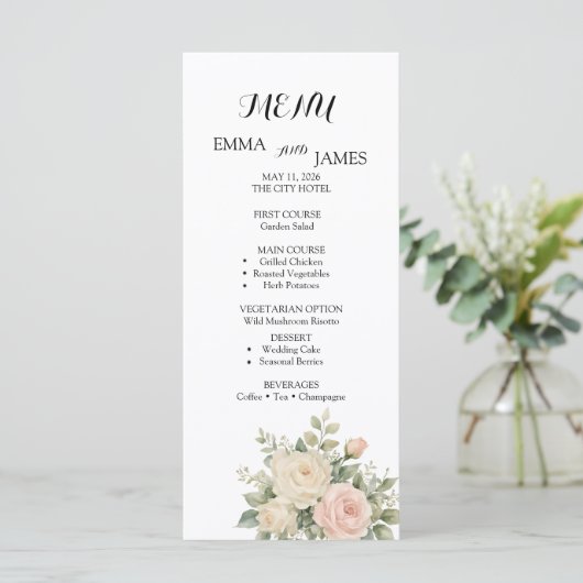 Programme de mariage élégant à l'aquarelle eucalyp (Debout devant)