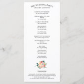 Programme de mariage élégant à l'aquarelle florale (Dos)