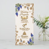 Programme de mariage élégant à motif floral Blue B (Debout devant)