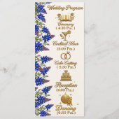 Programme de mariage élégant à motif floral Blue B (Devant)