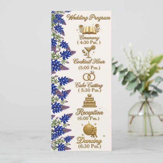 Programme de mariage élégant à motif floral Blue B (Debout devant)