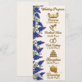 Programme de mariage élégant à motif floral Blue B (Devant / Derrière)