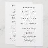 Programme de mariage élégant argent noir et blanc (Devant / Derrière)