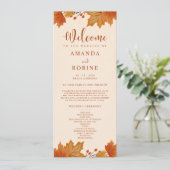Programme de mariage élégant aux feuilles d'érable (Debout devant)
