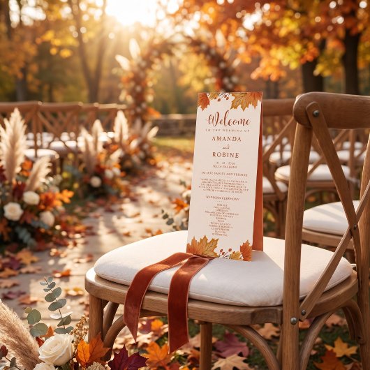 Programme de mariage élégant aux feuilles d'érable