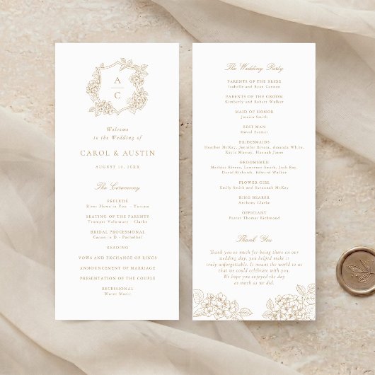 Programme de mariage élégant aux fleurs d'hortensi