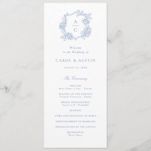 Programme de mariage élégant aux fleurs d'hortensi (Devant)