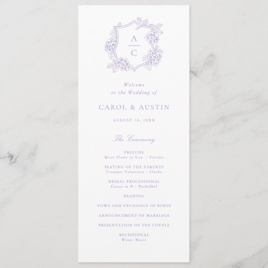 Programme de mariage élégant aux fleurs d'hortensi (Devant)