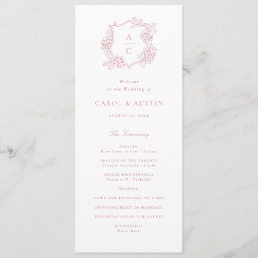 Programme de mariage élégant aux fleurs d'hydrange (Devant)