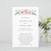 Programme de mariage élégant aux fleurs rose pouss (Debout devant)