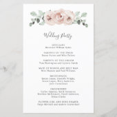 Programme de mariage élégant aux fleurs rose pouss (Dos)