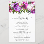 Programme de Mariage Élégant aux Fleurs Violettes  (Dos)