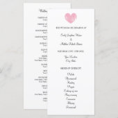 Programme de mariage élégant avec cœur rose rustiq (Devant / Derrière)