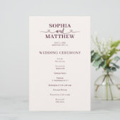 Programme de mariage élégant avec écriture manuscr (Debout devant)