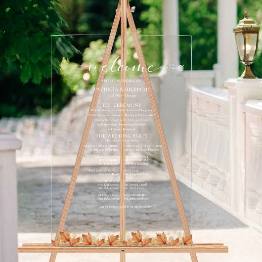 Programme de mariage élégant avec feuilles d'autom