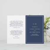Programme de mariage élégant avec monogramme bleu (Debout devant)