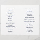 Programme de mariage élégant avec monogramme bleu (Dos)