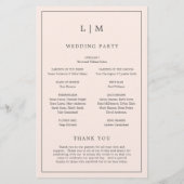 Programme de mariage élégant avec monogramme rose  (Dos)