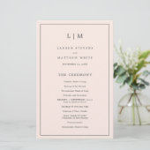Programme de mariage élégant avec monogramme rose  (Debout devant)