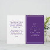 Programme de mariage élégant avec monogramme viole (Debout devant)