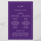 Programme de mariage élégant avec monogramme viole (Dos)