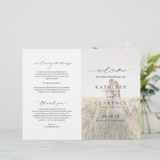 Programme de mariage élégant avec photo classique (Debout devant)