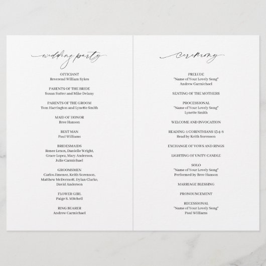 Programme de mariage élégant avec photo classique (Dos)