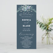 Programme de mariage élégant bleu et vert floral g (Debout devant)