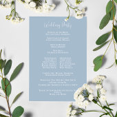 Programme de mariage Élégant Bleu Floral Script