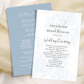 Programme de mariage Élégant Bleu Floral Script