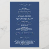 Programme de mariage élégant bleu marine classique (Dos)