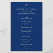Programme de mariage élégant bleu marine et crème (Devant)