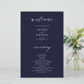 Programme de mariage élégant bleu nuit foncé de bu (Debout devant)