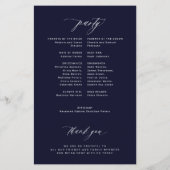 Programme de mariage élégant bleu nuit foncé de bu (Dos)