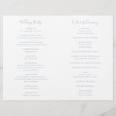 Programme de mariage élégant bleu poussiéreux trad (Dos)