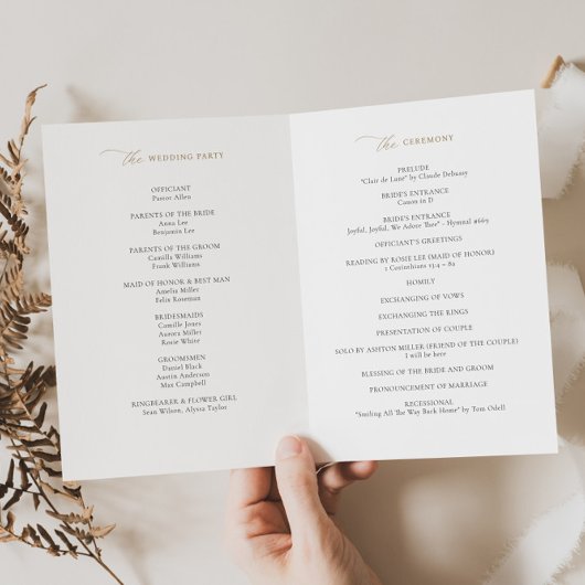 Programme de mariage élégant carnet de commande