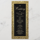 Programme de mariage élégant chic noir et or (Devant)