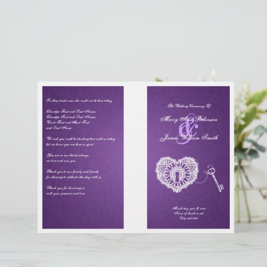 Programme De Mariage Élégant Clé De Mon Coeur Viol (Debout devant)